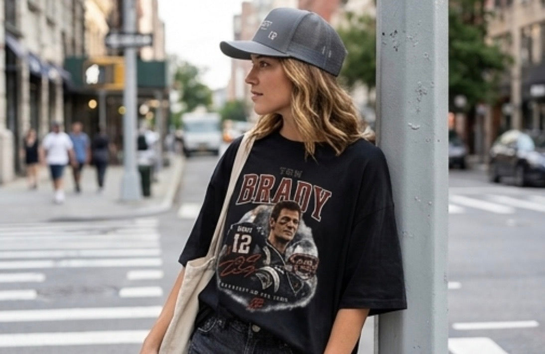 Tom Brady Shadow Oversized Tee – Vintage Streetwear Fit