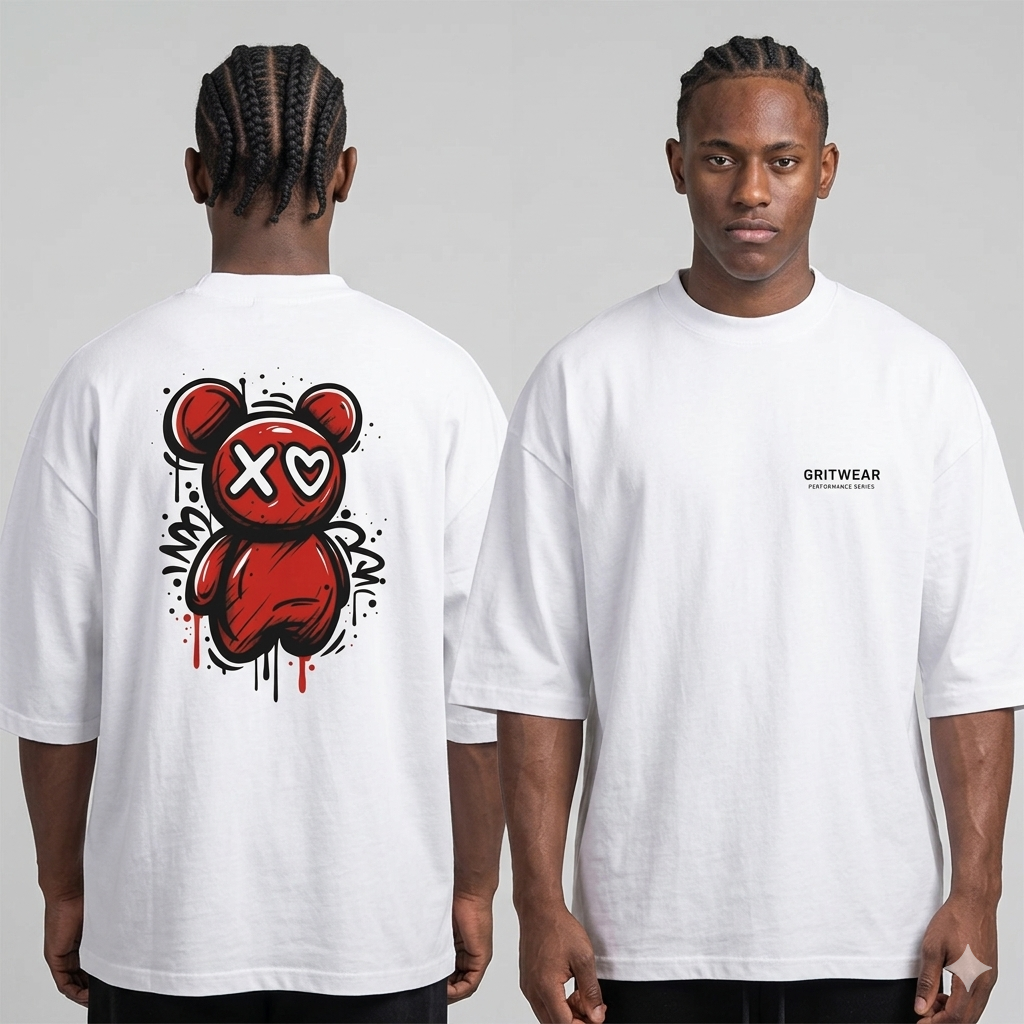 GritWear “Broken Heart Bear” Oversized Tee