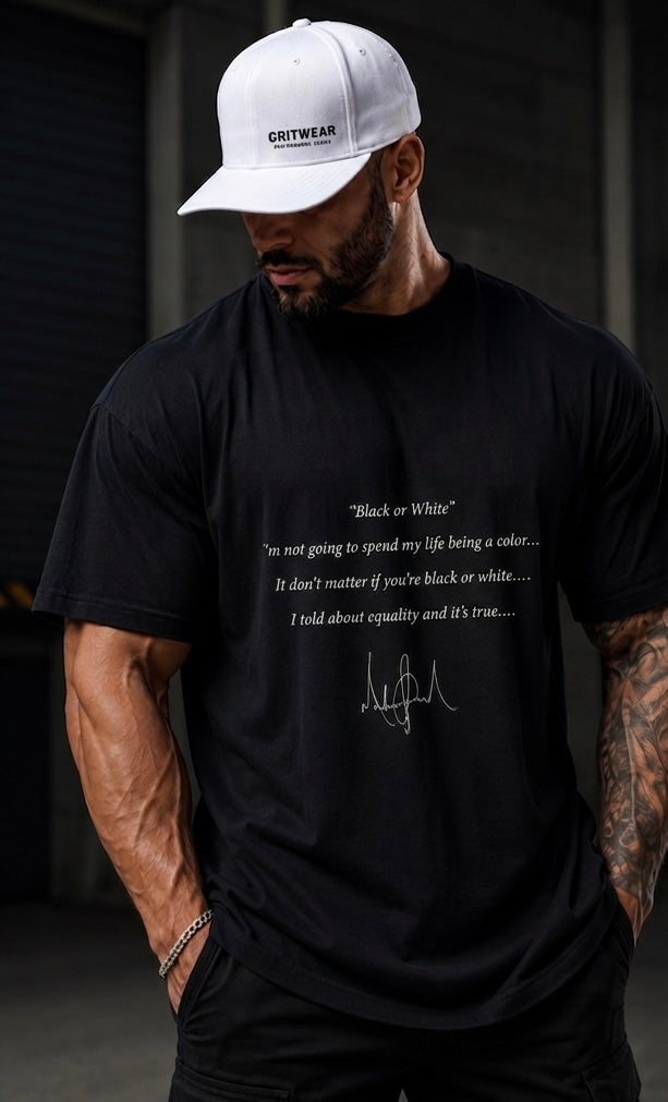 GritWear “Black or White” Oversized Tee – Vintage Pop Streetwear