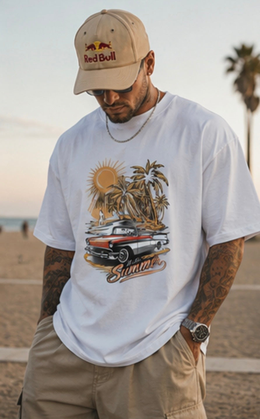 Urban Summer Oversized Tee – Sunset Cruise Edition