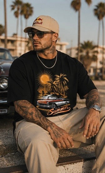 Urban Summer Oversized Tee – Sunset Cruise Edition